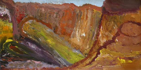 Adrian Jangala Robertson, Yalpirakinu, 2007, synthetic polymer paint on linen, 60 x 30 cm