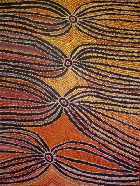 Liddy Napanangka Walker, Wakirlpirri - Dogwood Tree, 2007, synthetic polymer paint on linen, 122 x 91 cm