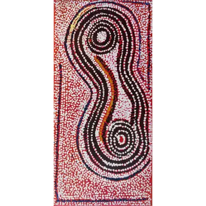 Paddy Sims Japaljarri, Warlu Jukurrpa (Fire Dreaming), 2007, synthetic polymer paint on Belgian linen, 61 x 30 cm