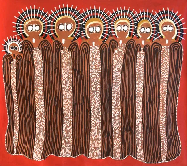 Jack Dale, Wandjinas at Londra, 2007, synthetic polymer paint on Belgian linen, 198 x 235 cm
