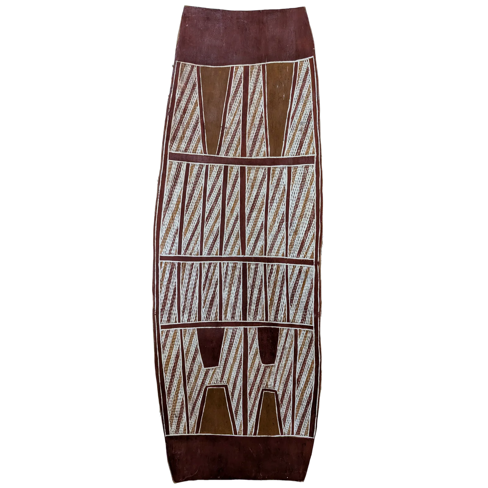 Tom Djumburpur, Untitled (Wagilag Sisters Story), 1995, natural earth pigments on bark, 96 x 36 cm