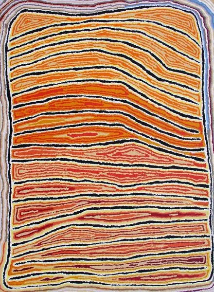 Mary Anne Nampijinpa Michaels, Lappi Lappi Jukurrpa (Lappi Lappi Dreaming), 2007, synthetic polymer paint on linen, 107 x 76 cm