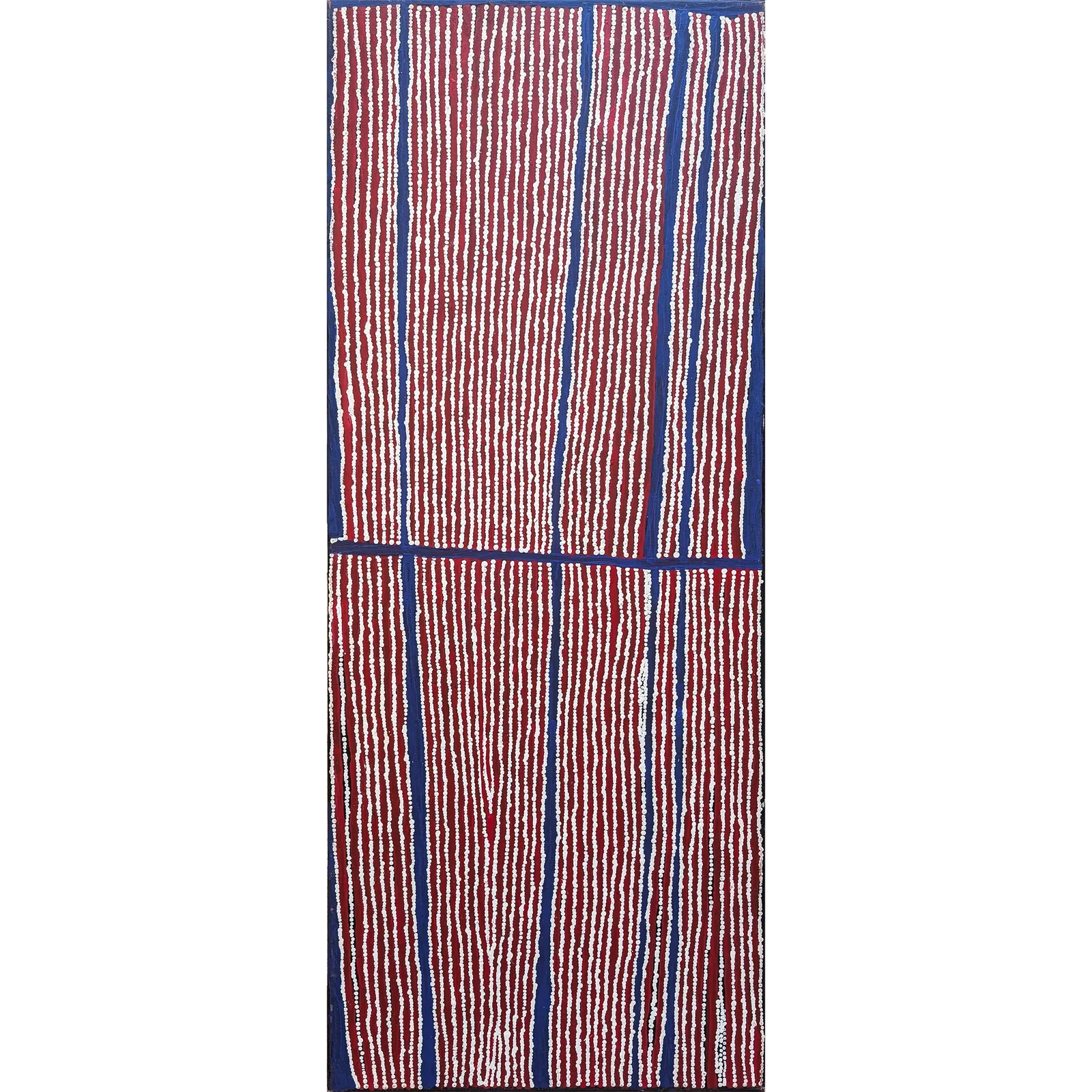 Paddy Japaljarri Stewart, Janyinki Jukurrpa, 2006, synthetic polymer paint on linen, 152 x 61 cm
