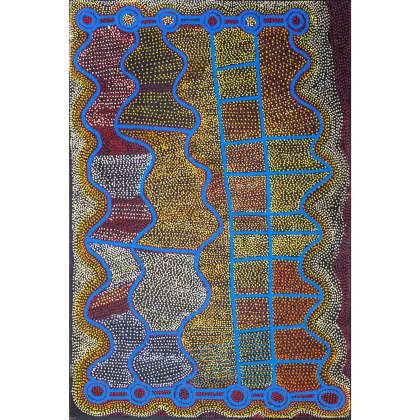 Shorty Jangala Robertson, Ngapa Jukurrpa (Water Dreaming)  -  Puyurru, 2008, synthetic polymer paint on linen, 183 x 122 cm