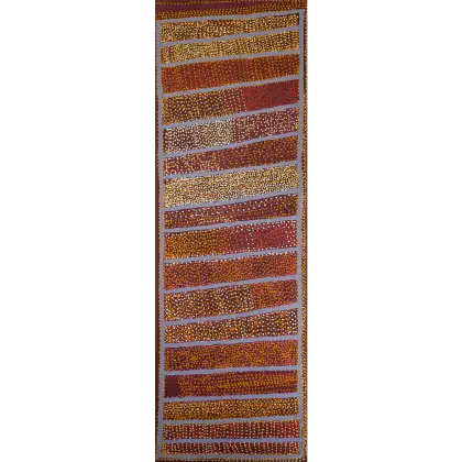 Shorty Jangala Robertson, Ngapa Jukurrpa (Water Dreaming) - Puyurru Jukurrpa, 2008, synthetic polymer paint on linen, 183 x 61 cm