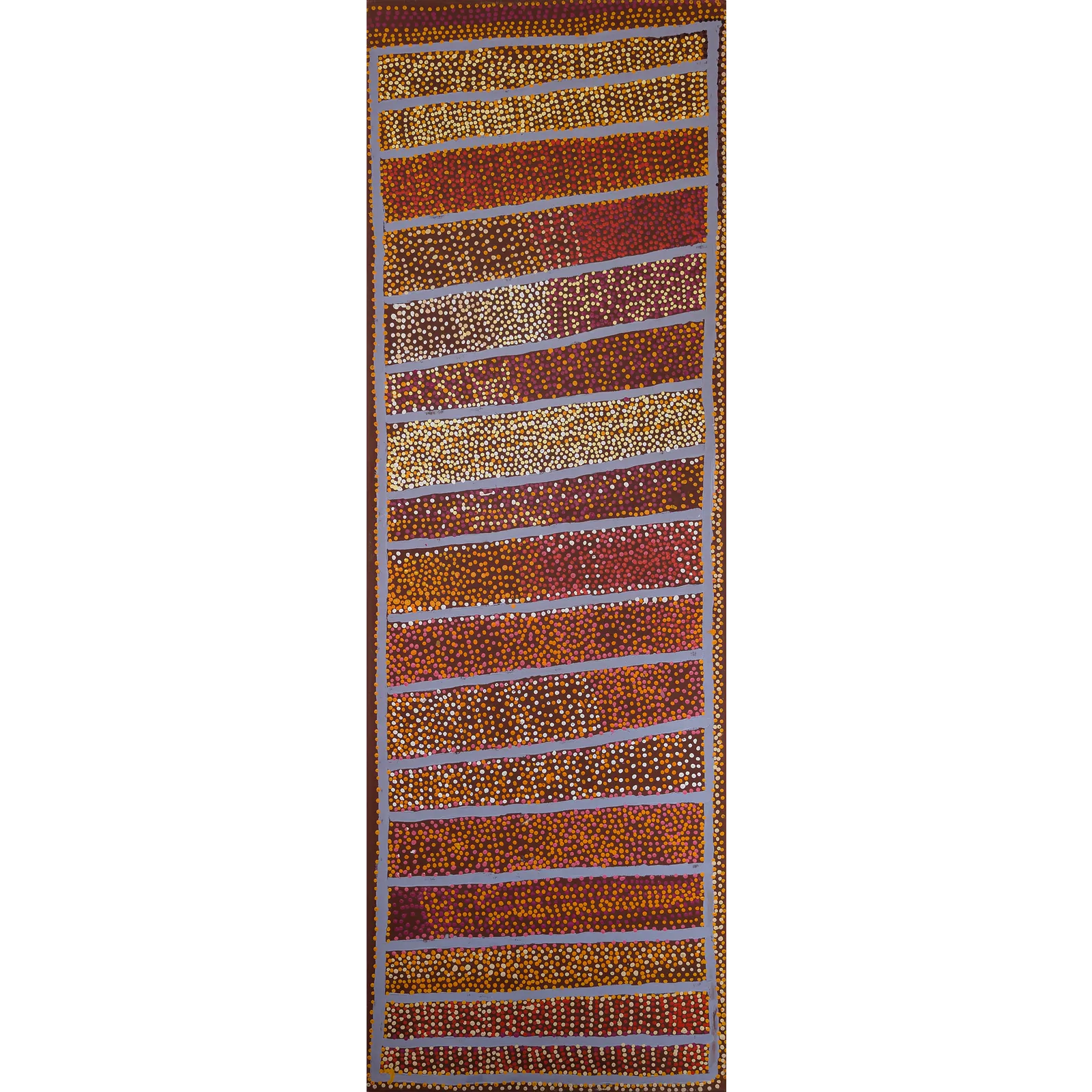 Shorty Jangala Robertson, Ngapa Jukurrpa (Water Dreaming) - Puyurru Jukurrpa, 2008, synthetic polymer paint on linen, 183 x 61 cm