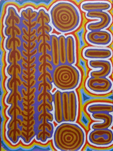 Judy Napangardi Martin, Bush Potato, 2001, synthetic polymer paint on canvas, 62 x 84 cm