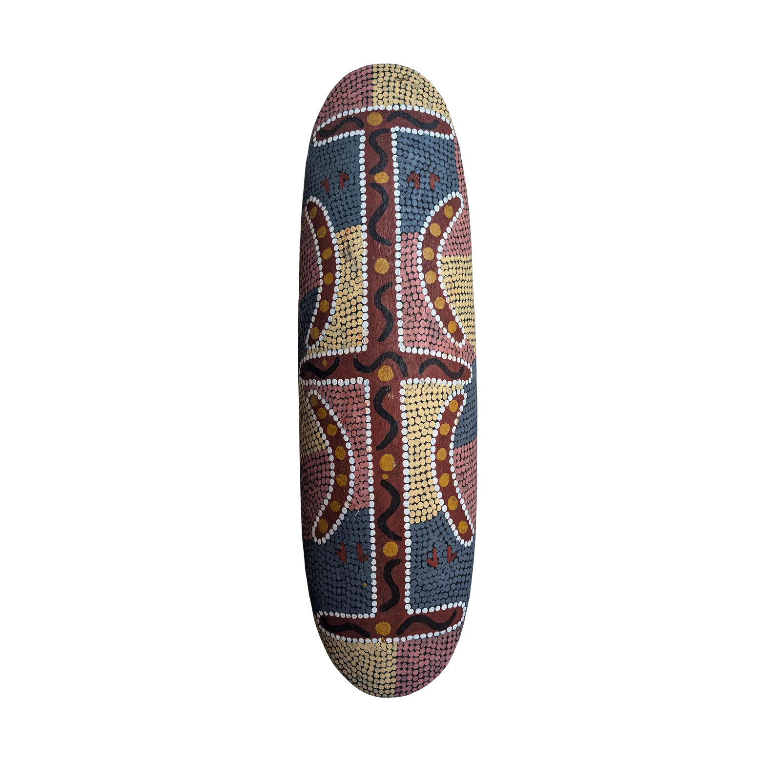 Paddy Carroll Tjungarrayi, Ceremonial Shield, c.1990, synthetic polymer paint on soft wood, 75 x 33 cm