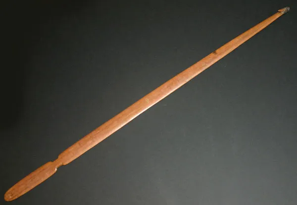 Artist Once Known, spear thrower, ?wood and resin tip, 101 cm