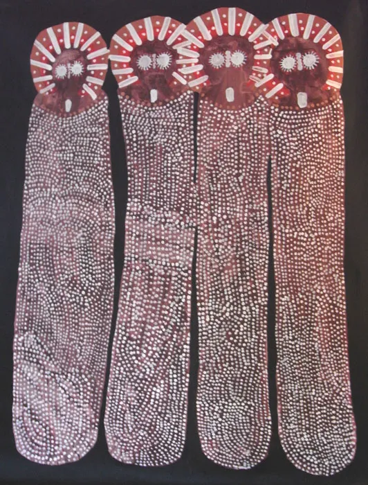 Jack Dale, Munununga Young Female Wandjina, Iondra, 2007, synthetic polymer paint on Belgian linen, 203 x 164 cm