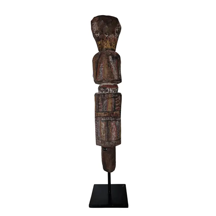Artist Once Known, Tiwi Pole, c.1950s, natural earth pigments on ironwood, 53 x 10 cm