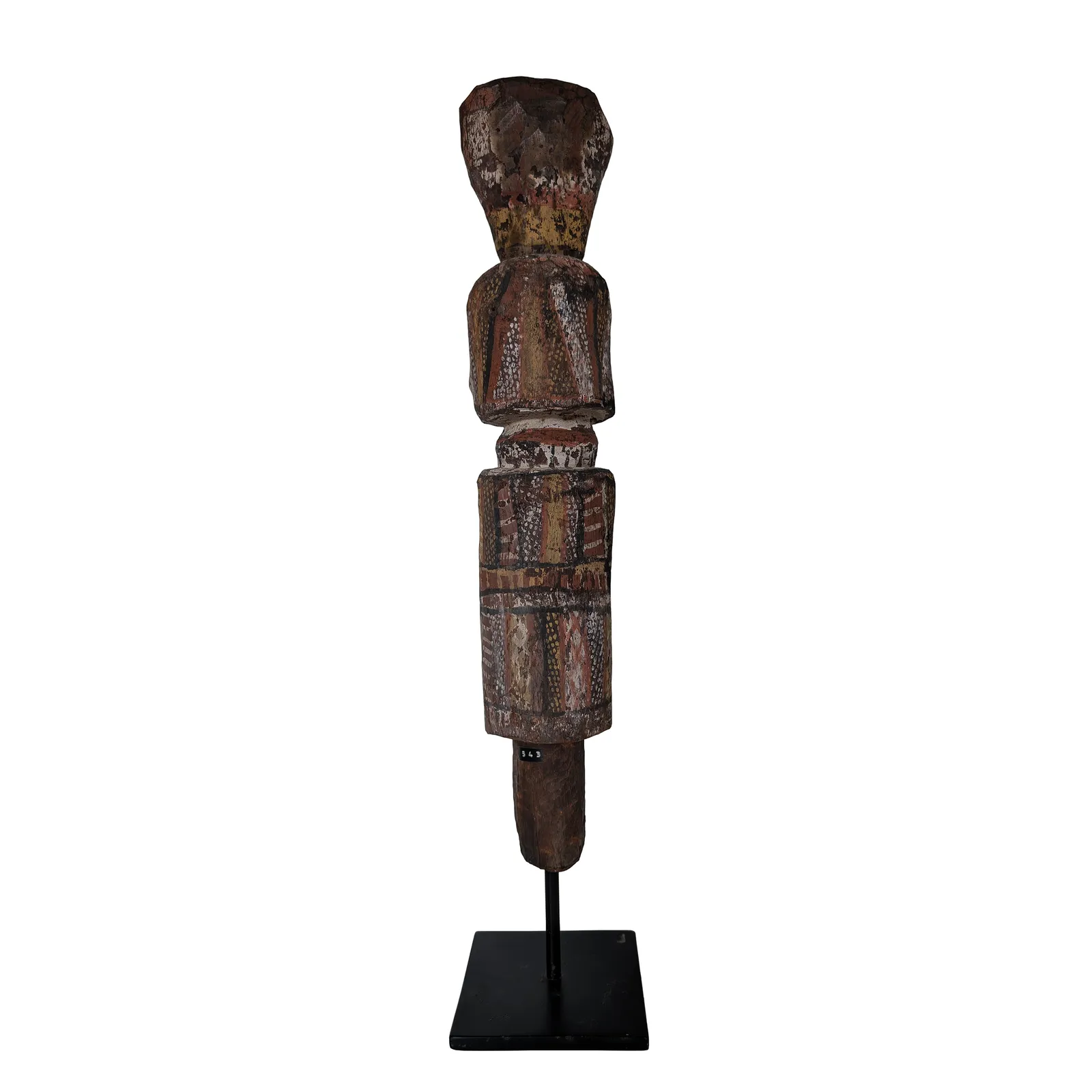 Artist Once Known, Tiwi Pole, c.1950s, natural earth pigments on ironwood, 53 x 10 cm
