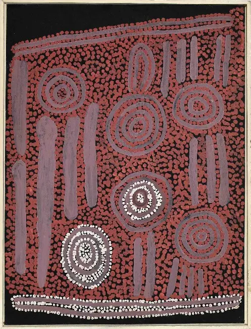 Spencer Larry Jungarrayi, Mens Dreaming, 1980, synthetic polymer paint on canvas board, 61 x 45.5 cm