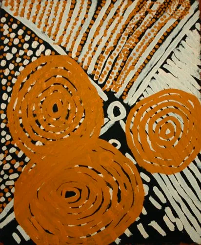 Martin Jackson Tjampitjinpa, Tingari, synthetic polymer paint on canvas, 46 x 38 cm