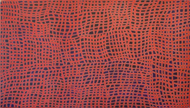 Abie Loy Kemarre, Body Paint, 2008, synthetic polymer paint on linen, 115.5 x 203 cm