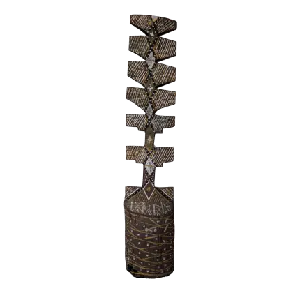 Artist Once Known, Tiwi Ceremonial Tree Pole, 1964, natural earth pigments on ironwood, height: 58 cm