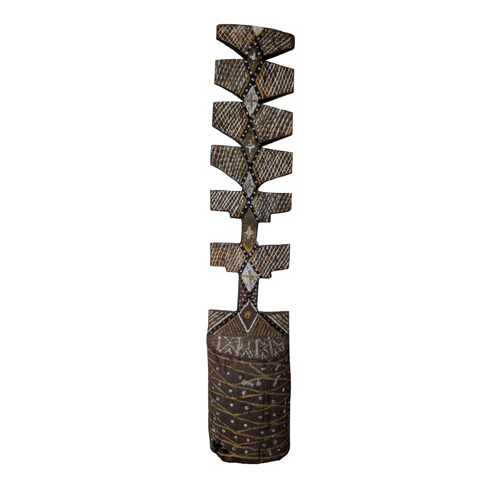 Artist Once Known, Tiwi Ceremonial Tree Pole, 1964, natural earth pigments on ironwood, height: 58 cm