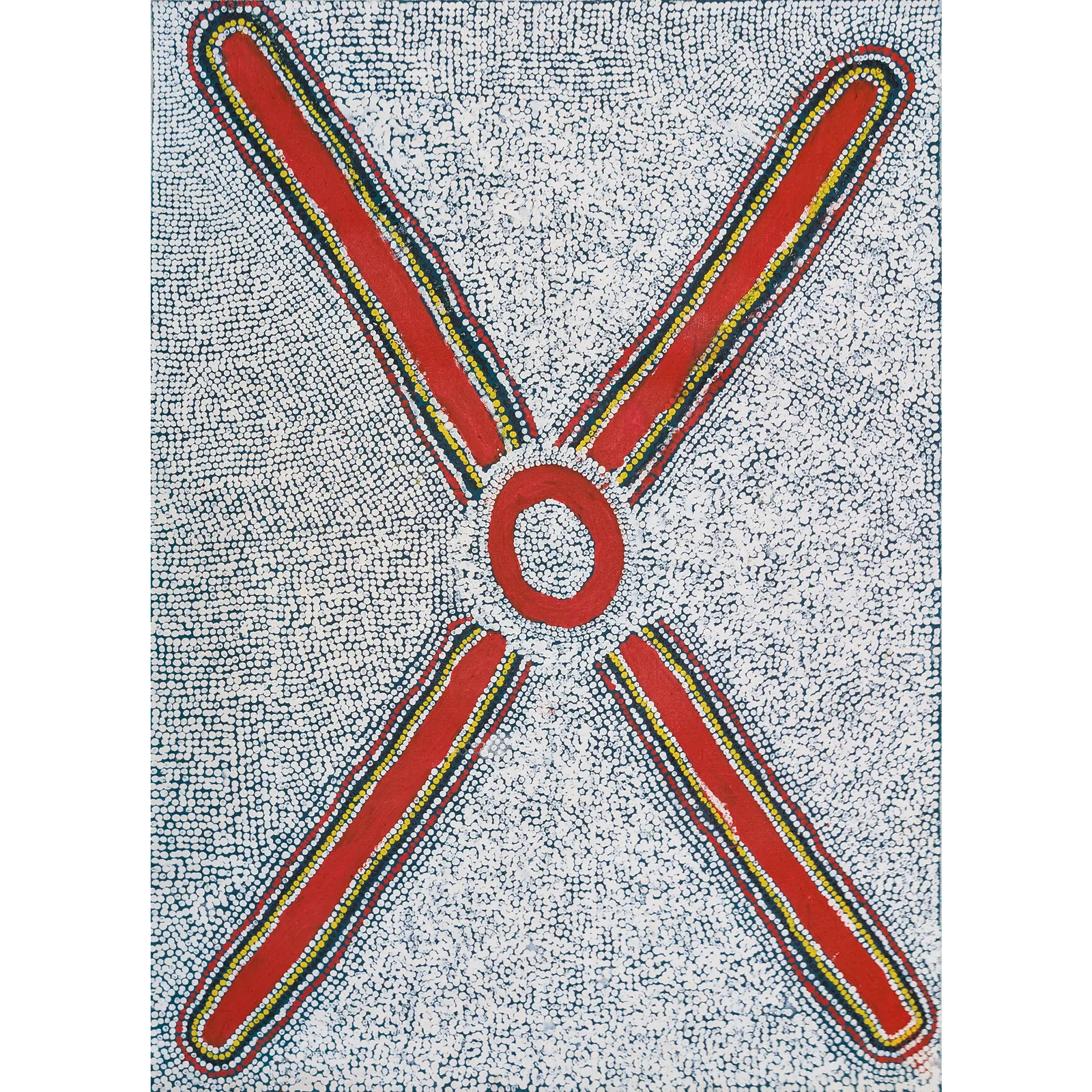 Abie Jumbyinmba Jangala, Ngapa (Water) Dreaming, 2002, synthetic polymer paint on canvas, 82 x 59 cm