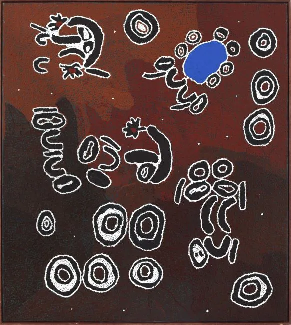 Liddy Nakamarra Nelson, Ngalatji-Love Magic Story, synthetic polymer paint on canvas, 108 x 120.5 cm