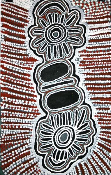Rosie Napurrurla Tasman, Ngurli - Bush Seed Love Story, synthetic polymer paint on linen, 79 x 55 cm