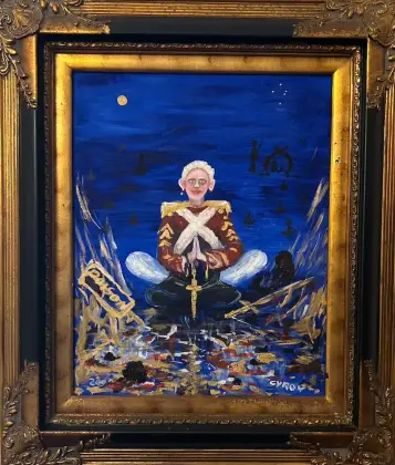 Gordon Syron, The Narcissistic Red Coat, 2000, oil on canvas, 41 x 51 Image: 60 x 72 frame cm