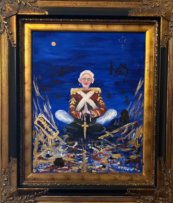 Gordon Syron, The Narcissistic Red Coat, 2000, oil on canvas, 41 x 51 Image: 60 x 72 frame cm