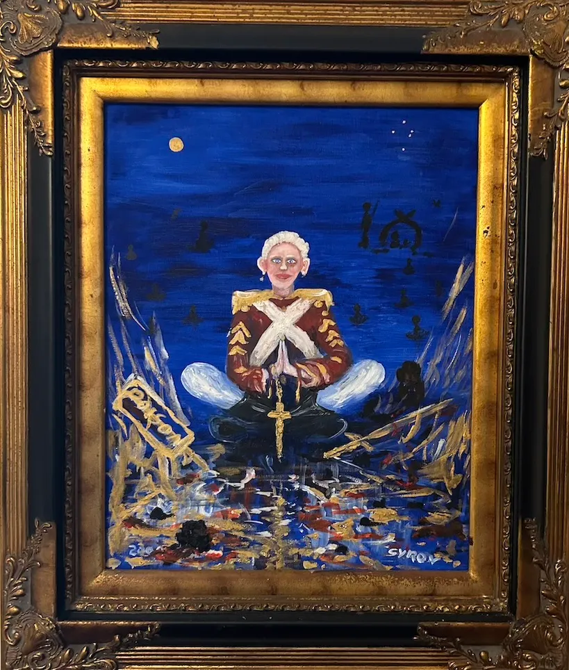 Gordon Syron, The Narcissistic Red Coat, 2000, oil on canvas, 41 x 51 Image: 60 x 72 frame cm