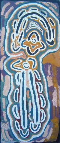 Lily Nungarayi Hargraves, Bush Banana, synthetic polymer paint on canvas, 126 x 53 cm