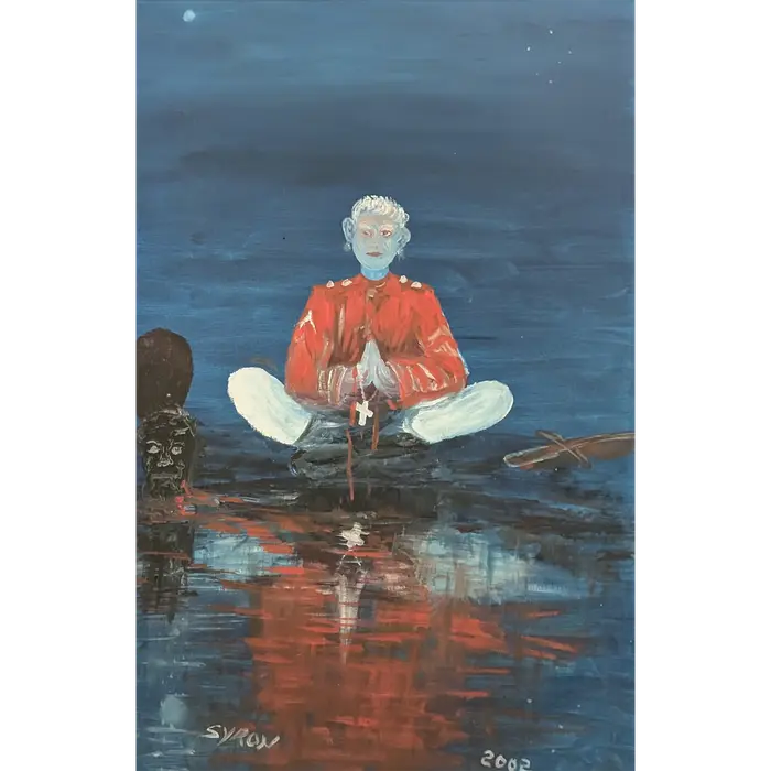 Gordon Syron, The Narcissistic Red Coat, 2002, oil on paper, 57.5 x 40 cm; 77 x 59 cm frame