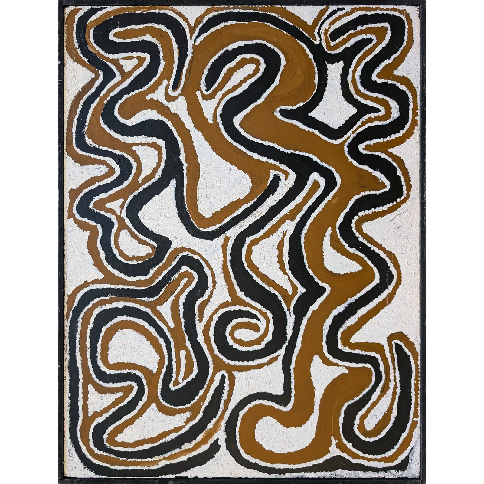 Billy Thomas Joongoorra, Larrolardoo – Travels of the Black Snake, 2002, natural earth pigments on canvas, 60 x 80 cm