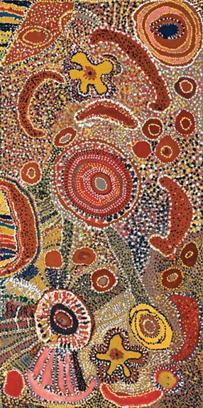 Ena Gimme Nunguarrayi, Untitled, 1990, synthetic polymer paint on Belgian linen, 101 x 50 cm