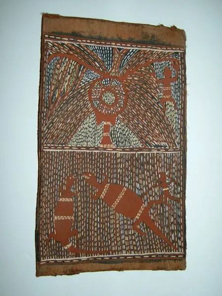 Thomas Nandjiwarra Amagula, Untitled 1968, 0.196, natural earth pigments on bark