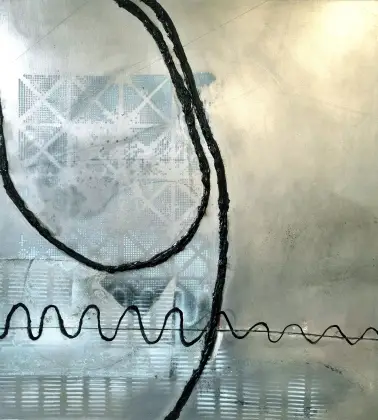 Annabel Nowlan, Rope, 2017, mixed media on aluminium on ply, 60 x 55 cm