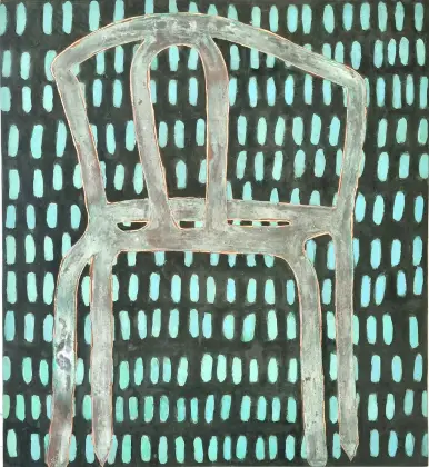 Annabel Nowlan, Marking time, 2018, mixed media on recycled bronze on ply, 60 x 55 cm