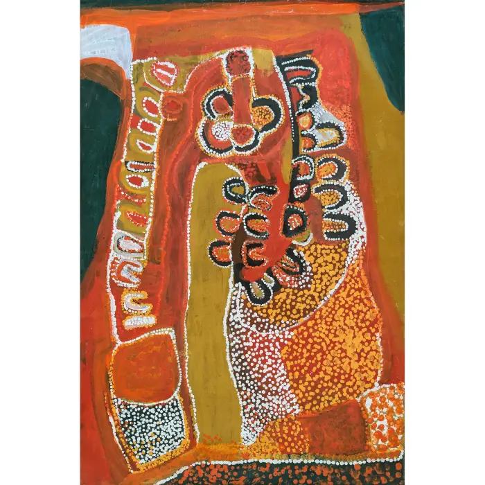 Millie Skeen Nampitjin, Nundginurra, Great Sandy Desert, 1995, synthetic polymer paint on canvas, 90 x 60 cm