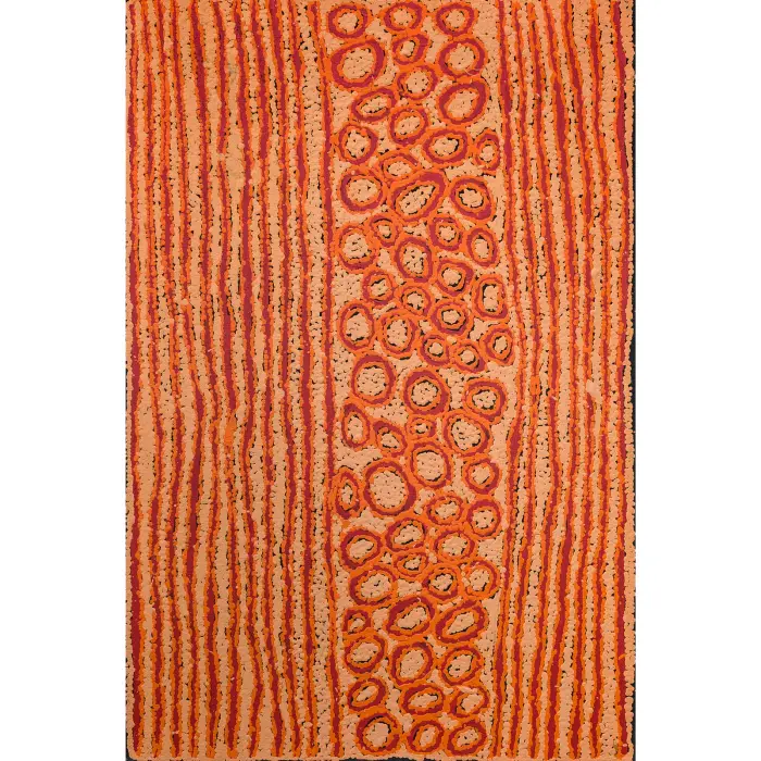 Walangkura Napanangka II, Travels of Katungka Napanangka, 2002, synthetic polymer paint on linen, 91 x 61 cm