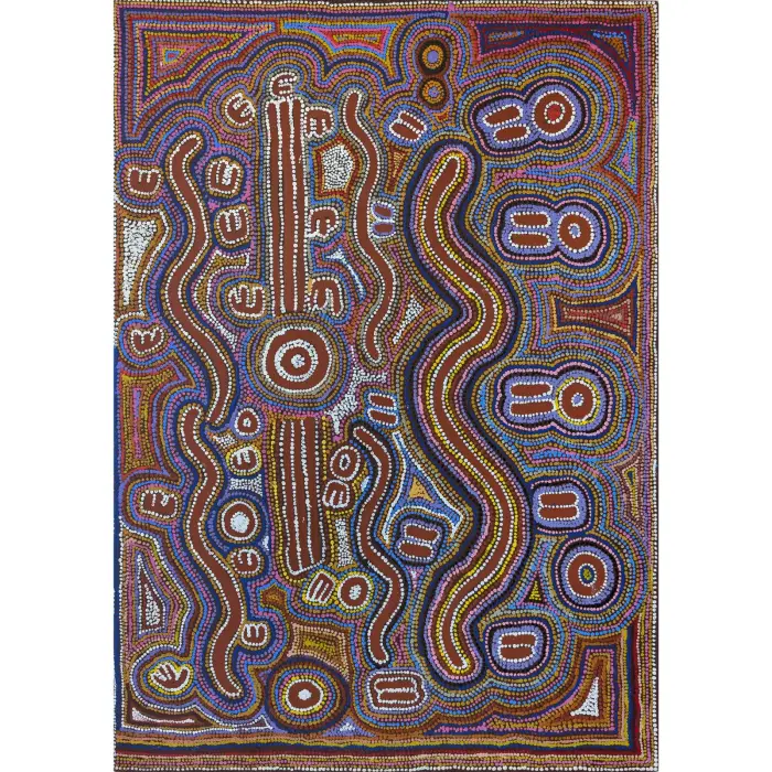 Bessie Nakamarra Simms, Janganpa Manu Napu, 2003, synthetic polymer paint on canvas, 107 x 76 cm