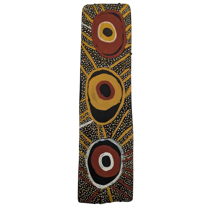 Timothy Cook, Japarra, 2019, natural earth pigments on bark, 135 x 38 cm