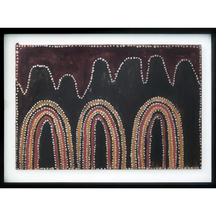 Paddy (Jampin) Jaminji, Hills of Bedford Station, c. 1982, natural earth pigments on plywood, 61 x 92 cm