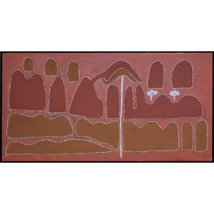 Queenie Nakarra McKenzie, Lissadell Station Country, 1995, natural earth pigments on canvas, 65 x 130 cm