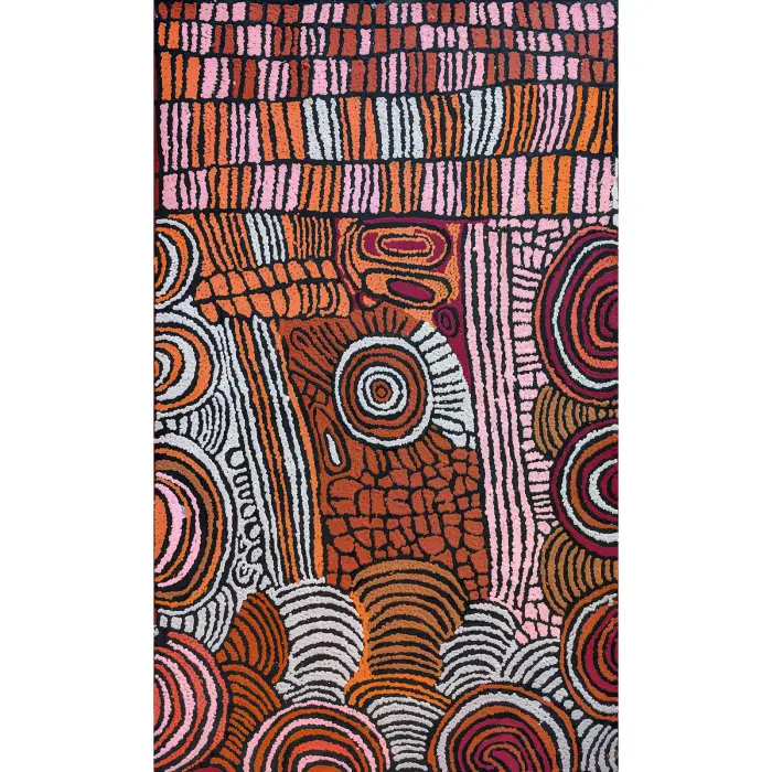 Walangkura Napanangka I (Uta Uta’s Wife), Untitled, 2004, synthetic polymer paint on Belgian linen, 153 x 91 cm