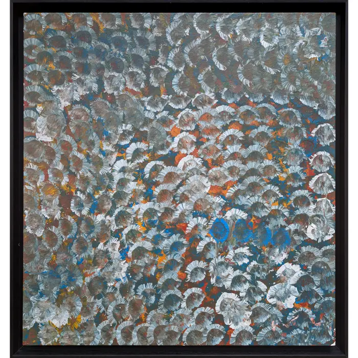 Emily Kame Kngwarreye, My Country, 1995, synthetic polymer paint on canvas, 79 x 84 cm; 85 x 90 cm (framed)