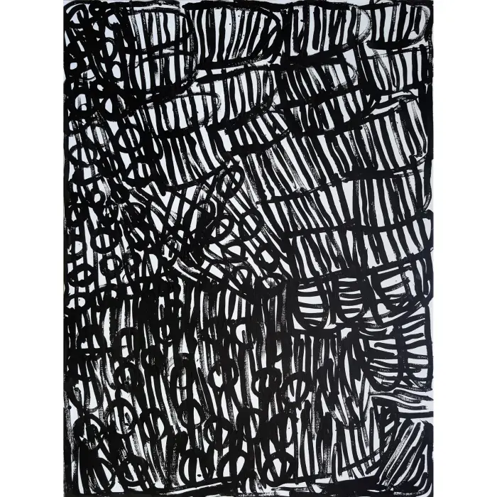 Minnie Pwerle, Bush Melon Seed, 2001, synthetic polymer paint on canvas, 123 x 90 cm