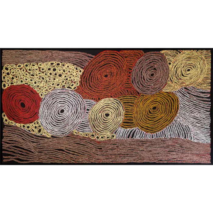 Walangkura Napanangka II, Women's Dreaming, 2008, synthetic polymer paint on canvas, 111 x 204 cm