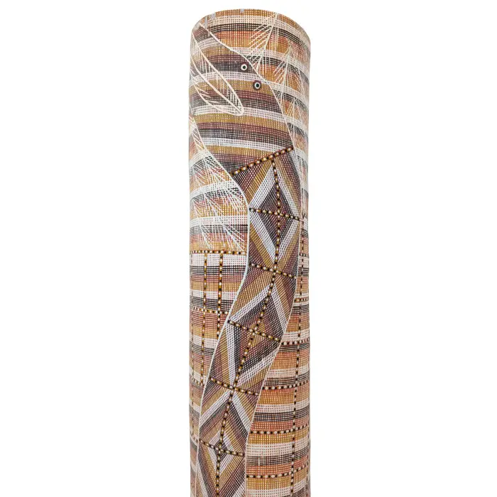 James Iyuna, Lorrkon Hollow Log, 2005, natural earth pigments on hollow log, 208 x 20 cm