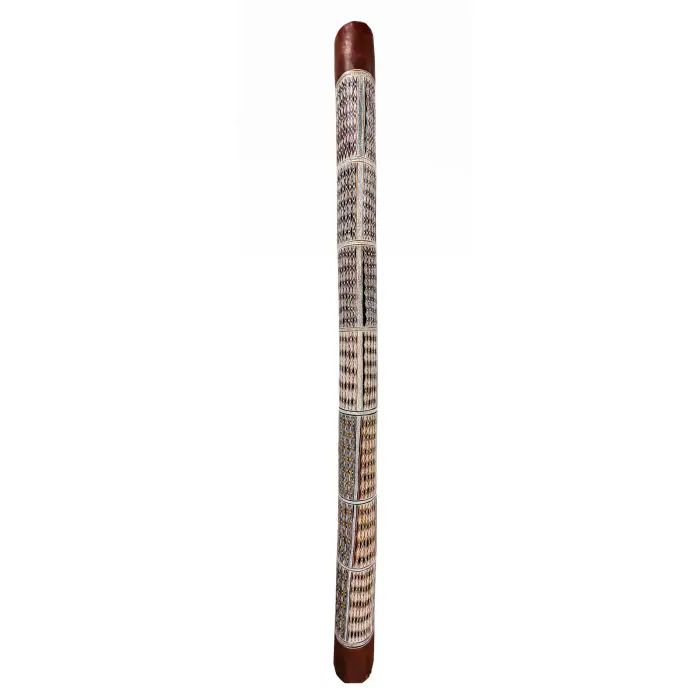 Manalay Yunupinu, Gumatj Larrakitj, c.2006, natural earth pigments on hollow log, 292 x 20 cm