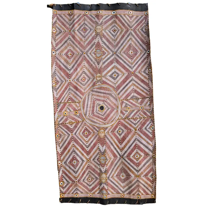 Ivan Namirikki, Mangodbi, 2004, natural earth pigments on bark, 125 x 55 cm