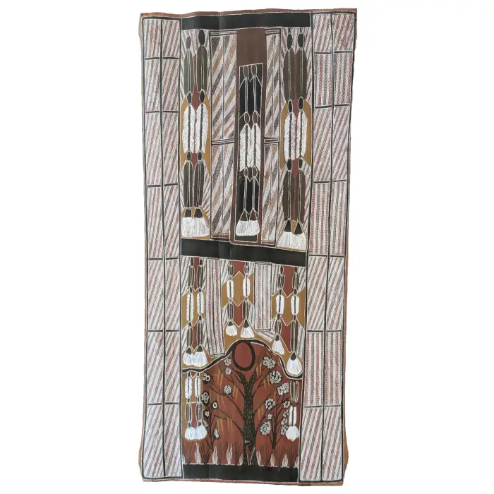Les Midikuria, Mardayin Arm Bands, 1992, natural earth pigments on bark, 130 x 58 cm