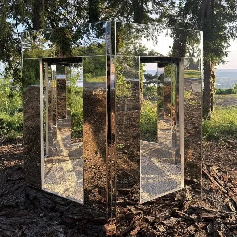 Dream Gazebo, Sculptural Installation in Mirrored Steel by Jasmine Mansbridge, 2024