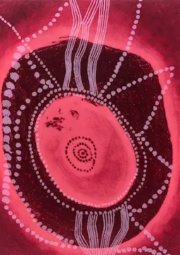 Ṉoŋgirrŋa  Marawili, Baratjala, 2022, collagraph and silkscreen